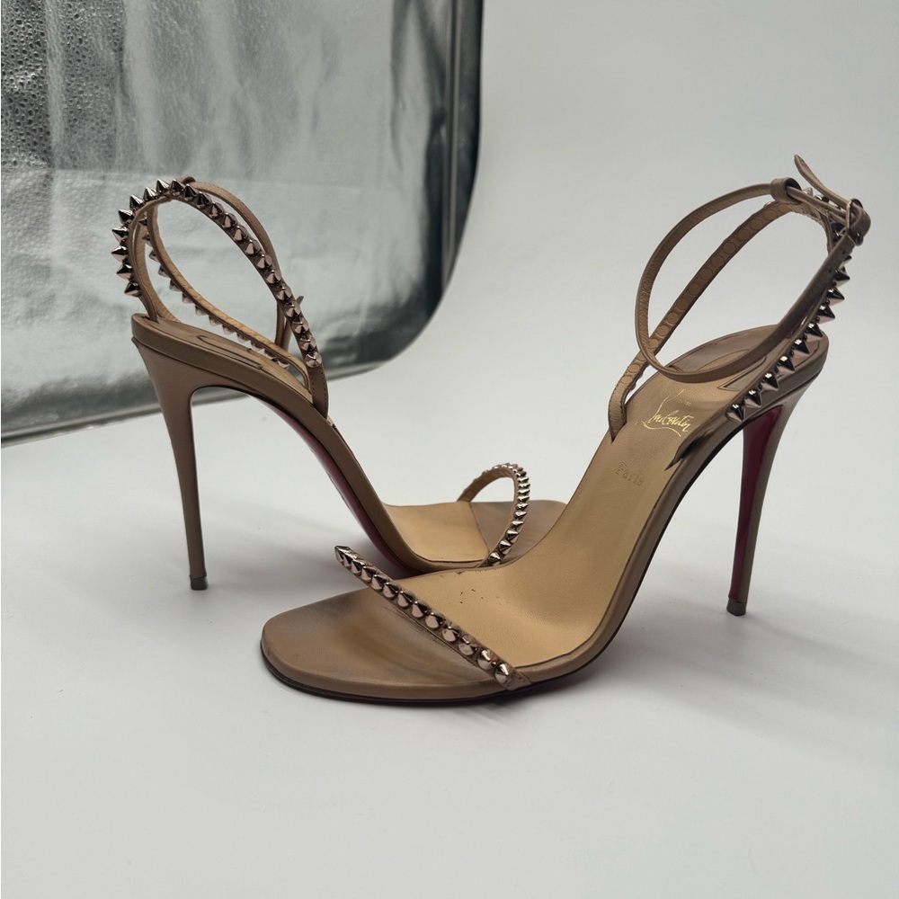 Christian louboutin nude rose gold stud heels